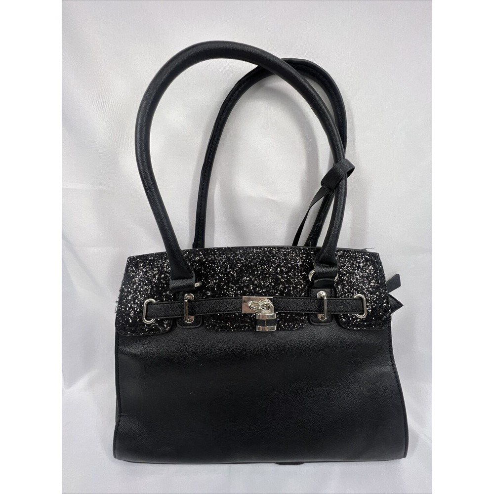 Apt 9 Black￼ Purse Shoulder Bag Strap Zippers Glitter Accent
